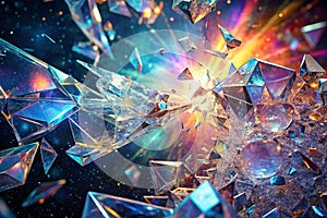 Fractured crystal explosion in space