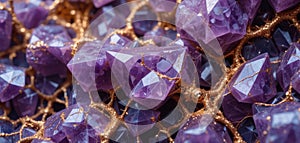 Fractured Dimensions Interlocking Planes of Amethyst and Gold