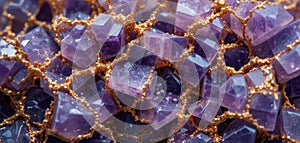 Fractured Dimensions Interlocking Planes of Amethyst and Gold