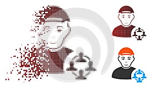 Fractured Dot Halftone Social Networker Icon with Face photo