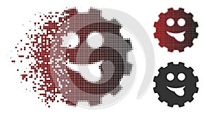 Fractured Dot Halftone Tongue Smiley Gear Icon
