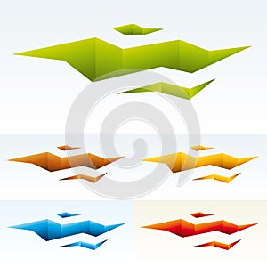 Fractured land icon in various colors. 3D effect photo