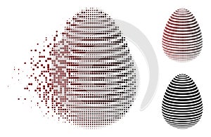 Fractured Pixel Halftone Abstract Egg Stripes Icon