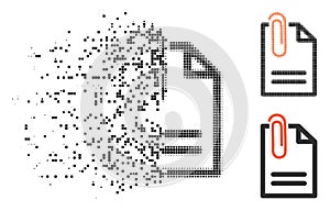 Fractured Pixel Halftone Attach Document Icon