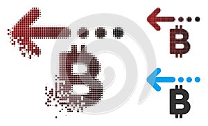 Fractured Pixel Halftone Bitcoin Refund Back Icon