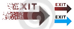 Fractured Pixel Halftone Exit Arrow Icon