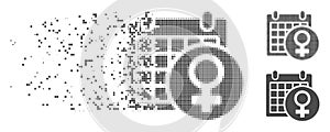 Fractured Pixel Halftone Female Calendar Icon