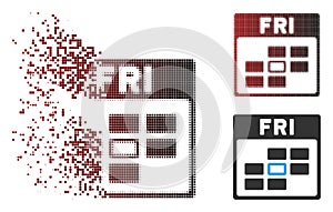 Fractured Pixel Halftone Friday Calendar Grid Icon