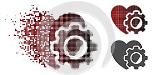 Fractured Pixel Halftone Heart Gear Icon