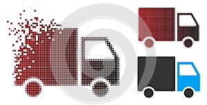 Fractured Pixel Halftone Shipment Van Icon