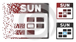 Fractured Pixel Halftone Sunday Calendar Grid Icon