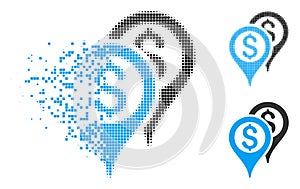 Fractured Pixelated Halftone Financial Map Pointers Icon