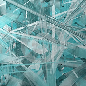 Fractured Teal Art Abstract