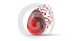 Fracturing and peeling easter egg. 3d illustration photo