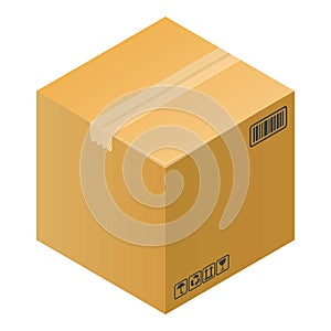 Fragile box icon, isometric style