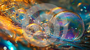 Fragile and ephemeral soap bubbles seem to hold a universe inside their glistening walls silently telling a story of photo