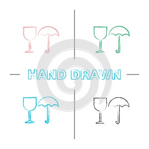 Fragile hand drawn icons set