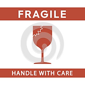 Fragile handle with care sign simple flat style vector illustration