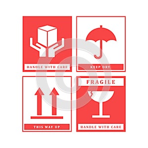 Fragile label design template collection badge sticker for business design element