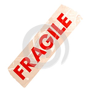 Fragile label isolated over white