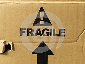 Fragile Label Sign on a Package