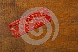 Fragile Label on Wood