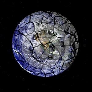 Fragile Planet Earth Cracking Apart in Outer Space