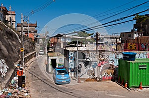 Fragile residential constructions of favela Vidigal in Rio de Janeiro