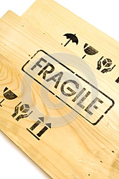 Fragile sign on white