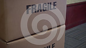 Fragile text warning on paper boxes package video