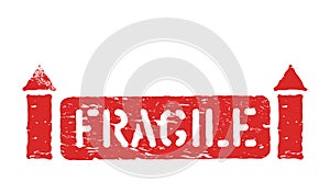 Fragile isolated grunge inky box sign for cargo, delivery and logistics