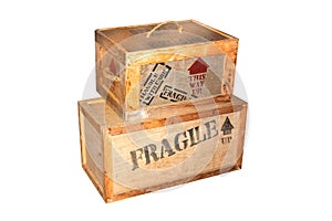 Fragile wooden packing cases photo