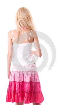 Fragile young woman back