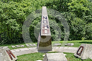 Fragment of abandoned Sun clock dial in the old North park