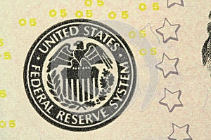 A fragment of the American bills of five dollars background