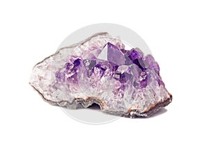 Fragment of Amethyst geode on a white background