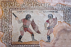 Fragment of ancient mosaic in Kourion, Cyprus