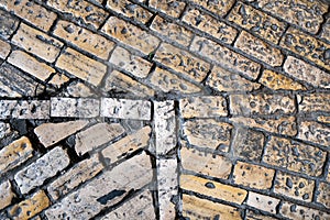 Fragment of an ancient pavement in old city of Jerusalem