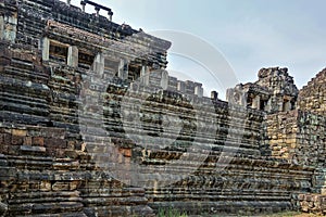 Fragment of an ancient temple in the famous Angkor, Cambodia.