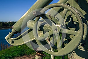 Fragment of anti-aircraft gun on the background of sky
