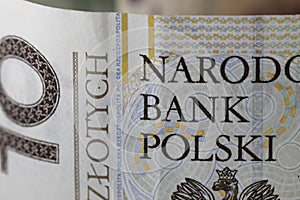 Fragment of a banknote, PLN Polish currency