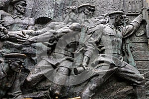 Fragment of the bas-relief in National Museum of the History of Ukraine in the Second World War. Memorial complex in Kiev, Ukraine