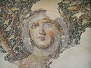 Fragment of a beautiful antique mosaic floor. Archaeological Park Zippori, Israel