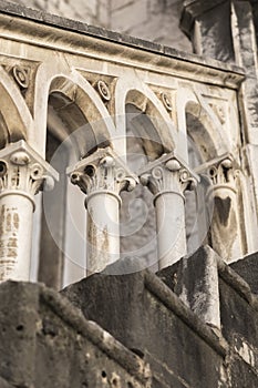 Fragment of a beautiful staircase in the courtyard of the medieval town hall of Trogir