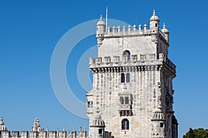 Fragment of belem tower in lisboa lisbon portugal