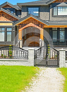 Fragment of brand new luxury family house in suburbs of Vancouver, Canada.