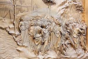 Fragment of a bronze relief depicting a scene from the Bible