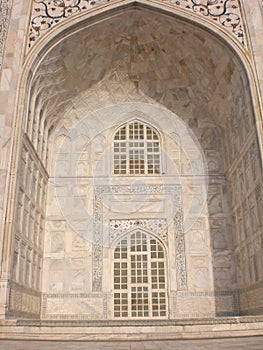Fragment of a building of Taj Mahal, India.
