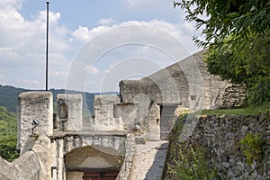 Fragment of the castle of Marksburg in Germany