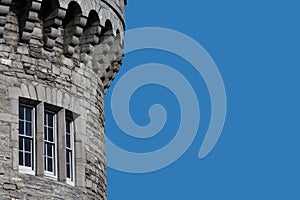 Fragment of the castle tower Dublin, Ireland - background separated